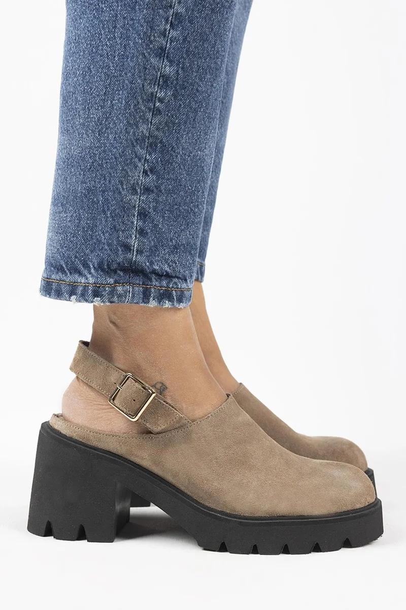 Manijero Manijero Carleen Women's Genuine Leather Clogs with Belt, Mink Sandals