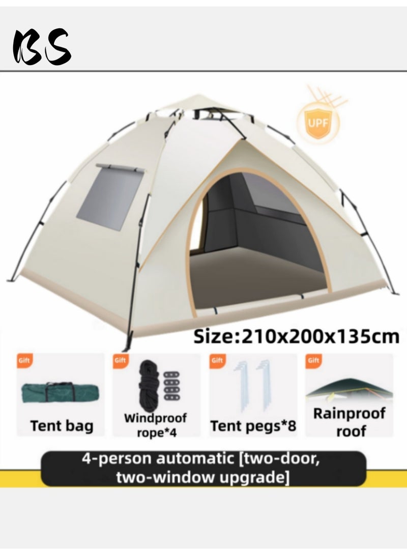 BS 4-5 Person Outdoor Camping Tent | 210D Waterproof Oxford Cloth with Door and Top Cover | Quick and Easy to Set Up | Comes with Storage Bag | Waterproof, Windproof, and Sandproof Pop-Up Tent, Suitable for Camping, Hiking, and Mountaineering. - Image 1