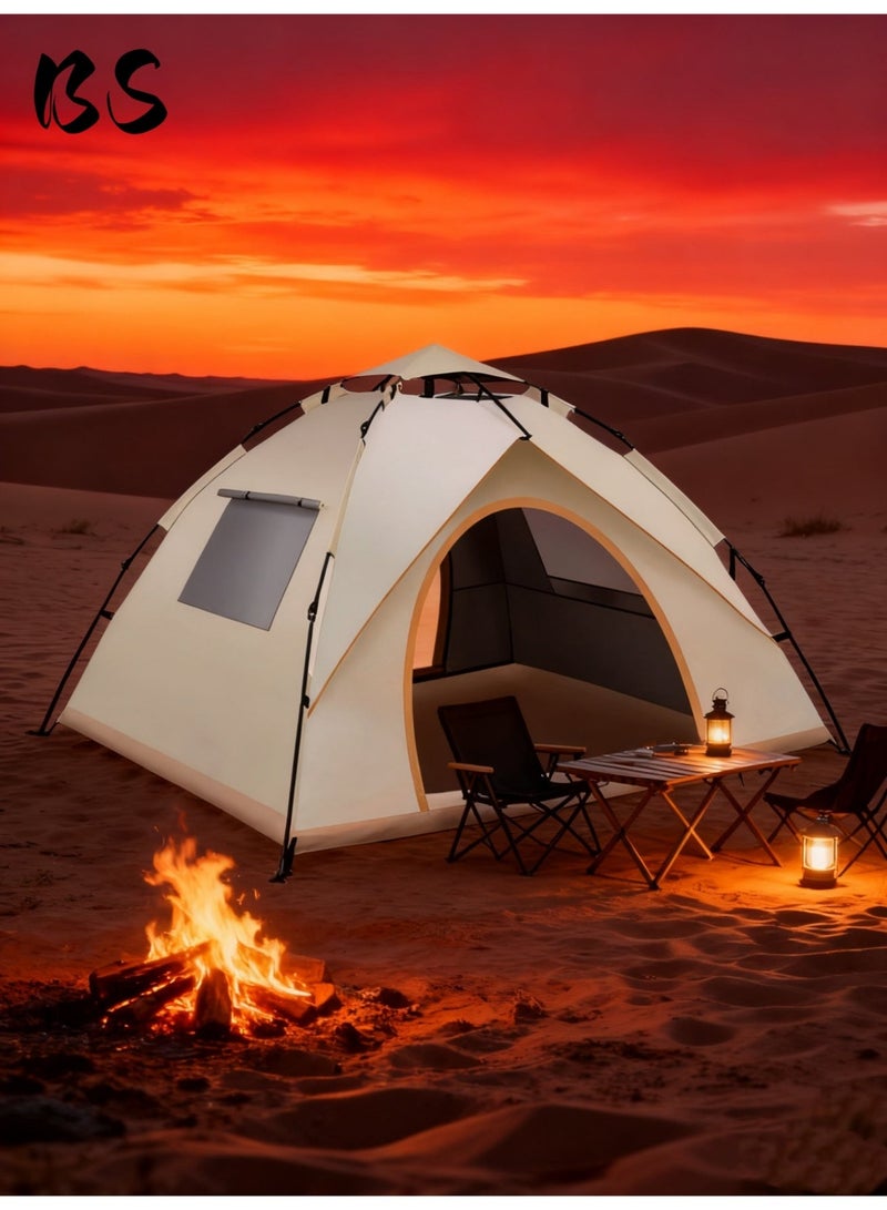 BS 4-5 Person Outdoor Camping Tent | 210D Waterproof Oxford Cloth with Door and Top Cover | Quick and Easy to Set Up | Comes with Storage Bag | Waterproof, Windproof, and Sandproof Pop-Up Tent, Suitable for Camping, Hiking, and Mountaineering. - Image 2