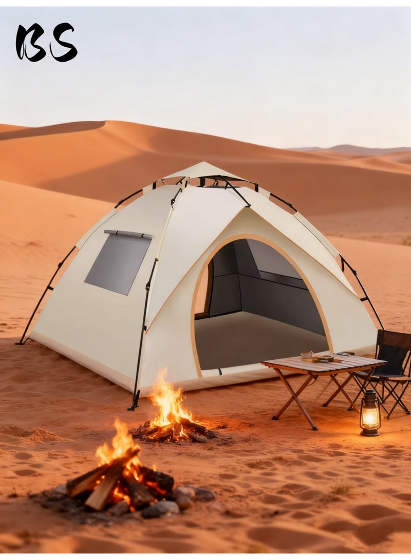 BS 4-5 Person Outdoor Camping Tent | 210D Waterproof Oxford Cloth with Door and Top Cover | Quick and Easy to Set Up | Comes with Storage Bag | Waterproof, Windproof, and Sandproof Pop-Up Tent, Suitable for Camping, Hiking, and Mountaineering. - Image 4