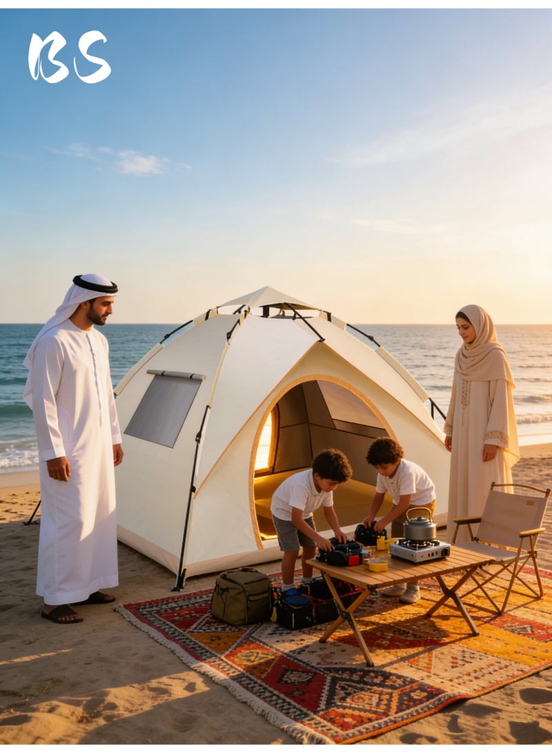 BS Outdoor Camping Tent 4-5 Persons | Family Tent for Ramadan & Eid Al-Fitr | UV Protection Waterproof Windproof Sandproof | 210D Oxford | Pop Up Quick Open with Carry Bag | Ideal for Desert Beach Camping. - Image 4