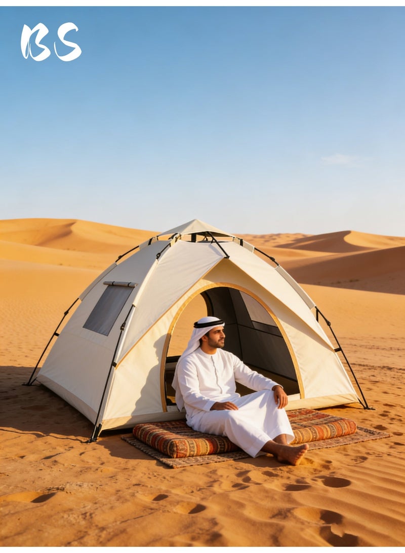 BS Outdoor Camping Tent 4-5 Persons | Family Tent for Ramadan & Eid Al-Fitr | UV Protection Waterproof Windproof Sandproof | 210D Oxford | Pop Up Quick Open with Carry Bag | Ideal for Desert Beach Camping. - Image 5