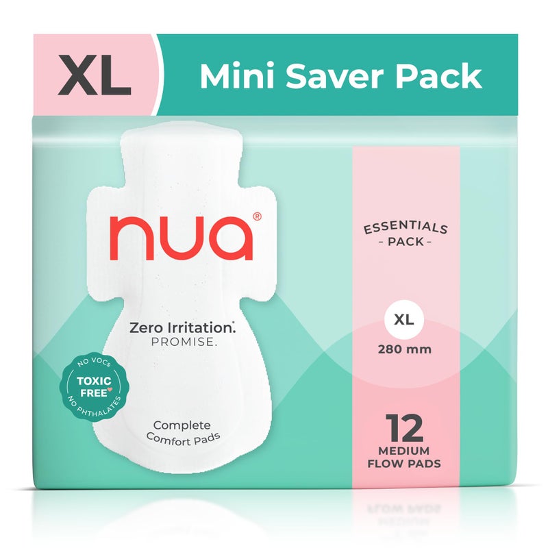 Nua Complete Comfort Sanitary Pads for Women XL | Pack of 12 | Medium Flow Pads | Super Saver | Zero Irritation Promise | Comfortable All-Day Protection | Ultra-Thin | Super Absorbent | No rashes | 50% Wider Back | 100% Toxic-Free, Dermatologically Tested | Essentials Pack - Image 5