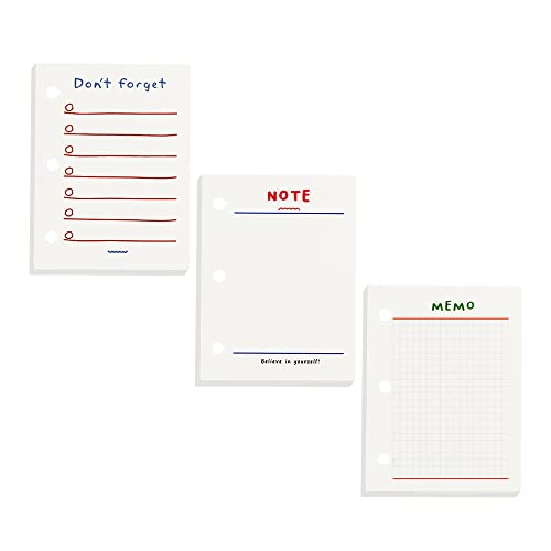 Mogoostry 3 Pack Mini Binder Filler Paper Planner Refills 3 Holes Punched Refill Papers Loose Leaf Paper for Mini 3 Ring Refillable Notebook Binders, 60 Sheets per Pack, Total 180 Sheets - Image 1