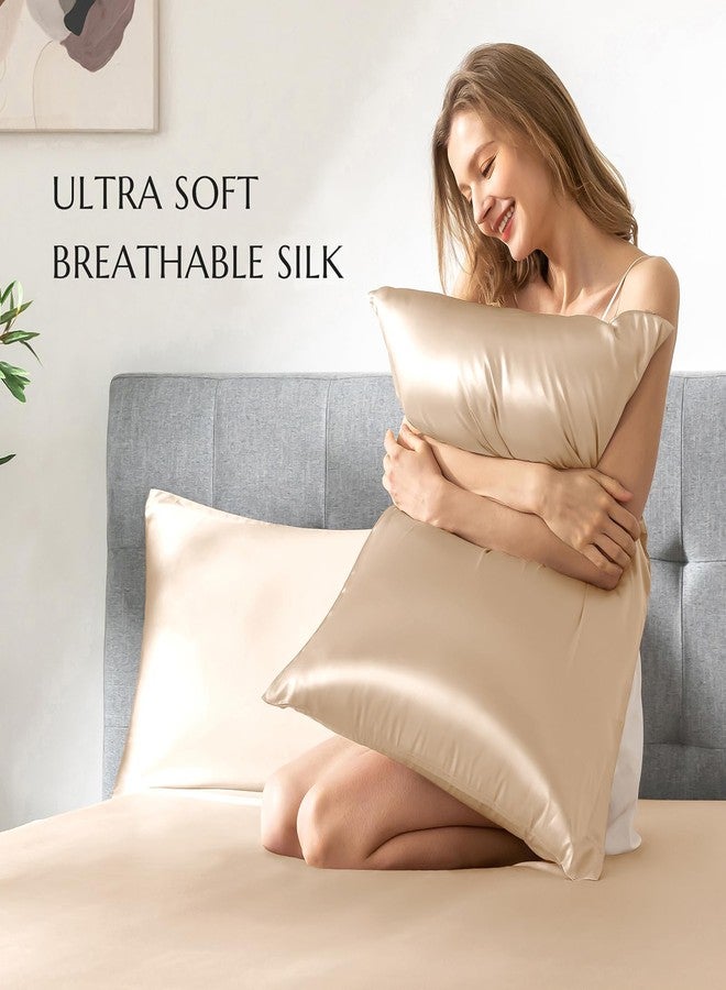 THXSILK 100% Silk Pillowcase for Hair and Skin, Soft Smooth Cooling Pillow Cover with Hidden Zipper, Both Sides Pure Silk, Gift for Women Men 1 pc(26" x 26", Champagne) - Image 4