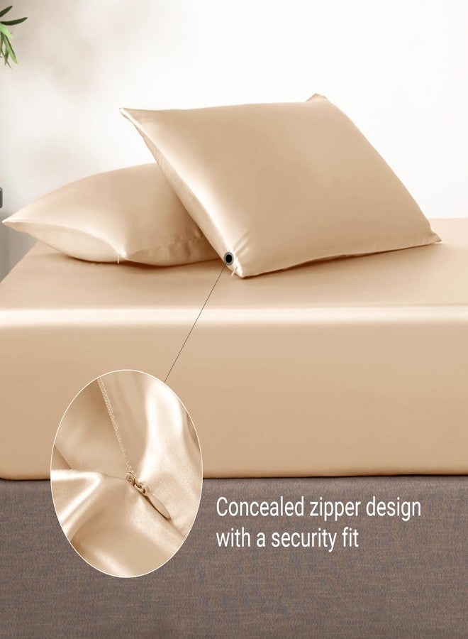 THXSILK 100% Silk Pillowcase for Hair and Skin, Soft Smooth Cooling Pillow Cover with Hidden Zipper, Both Sides Pure Silk, Gift for Women Men 1 pc(26" x 26", Champagne) - Image 5