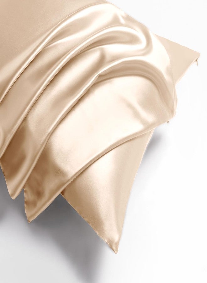 THXSILK 100% Silk Pillowcase for Hair and Skin, Soft Smooth Cooling Pillow Cover with Hidden Zipper, Both Sides Pure Silk, Gift for Women Men 1 pc(26" x 26", Champagne) - Image 1