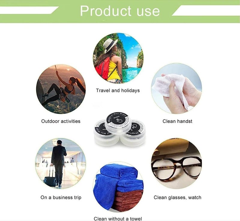 Ncry Magical Wet Wipe Tissue Face Towel Disposable Expands with water Multi Use Ideal For Travel Camping 5pcs - Image 5