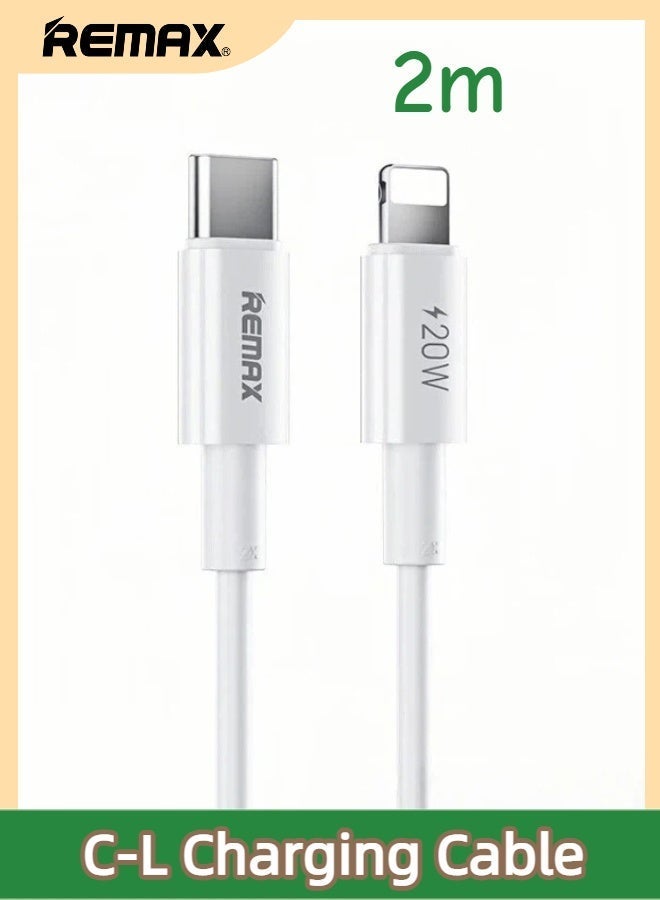 REMAX RC-C123 USB C To Lightning 20W PD Fast Charging Cable 2M Type C-L , MFi Certified, Data Cable, For iPhone 14/13/12/11/Xs/X/Pro/ProMax/Plus/8/7/AirPods/iPad/iPod/MacBook - Image 1