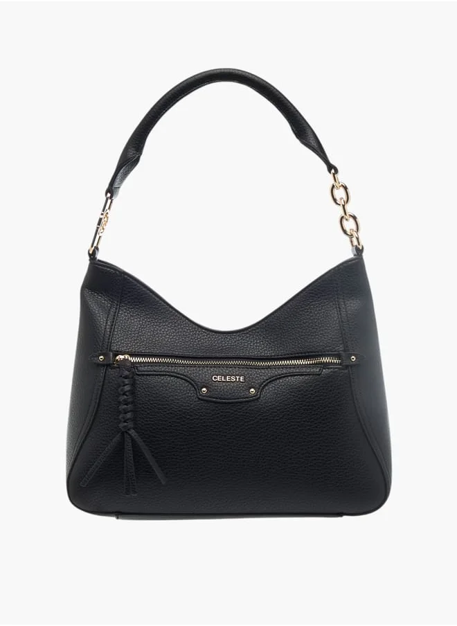 سيليست Womens Textured Shoulder Bag With Zip Closure