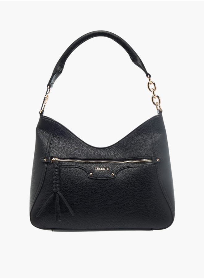 Celeste Womens Textured Shoulder Bag With Zip Closure  - Image 1