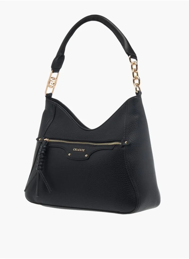 سيليست Womens Textured Shoulder Bag With Zip Closure