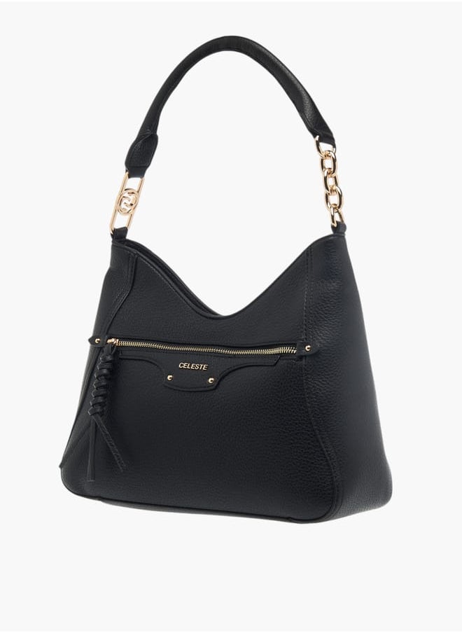 Celeste Womens Textured Shoulder Bag With Zip Closure  - Image 2