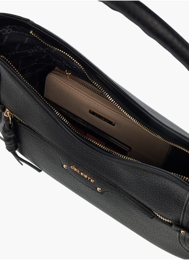 Womens Textured Shoulder Bag With Zip Closure