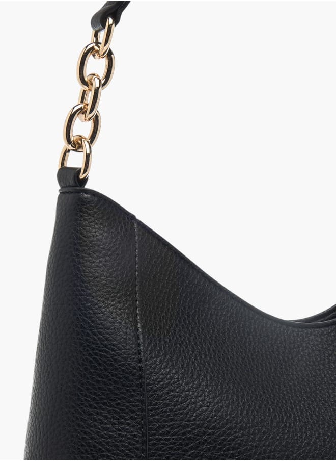 Celeste Womens Textured Shoulder Bag With Zip Closure  - Image 5