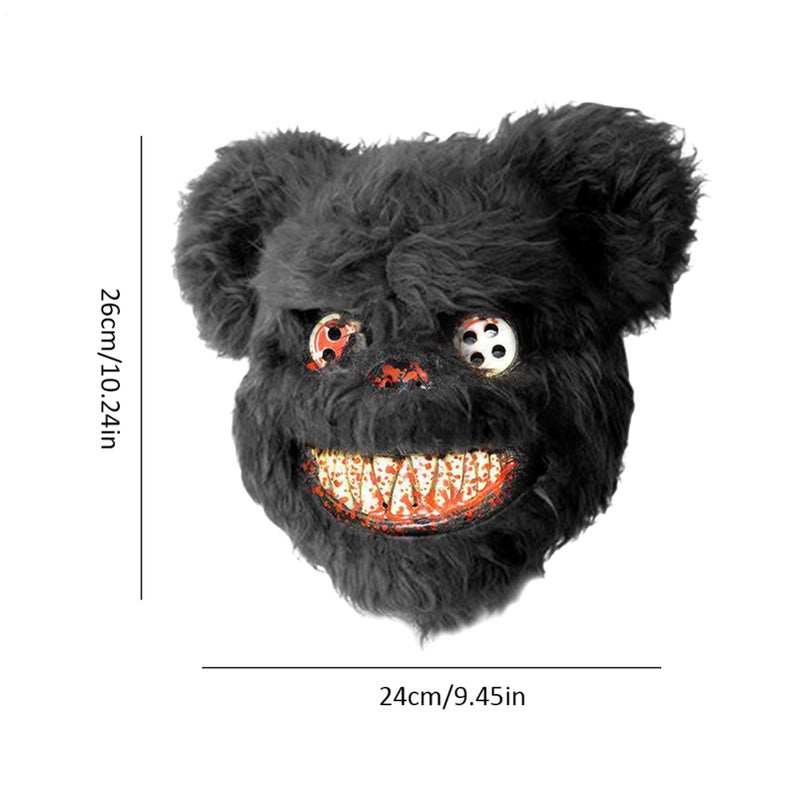 Black Bear Plush Animal Halloween Mask Scary Cosplay Headwear For Festival - Image 5