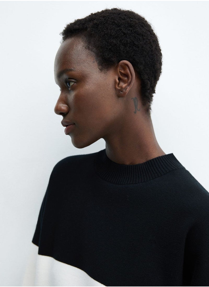 MANGO - Crew Neck Color Block Sweater - Image 1