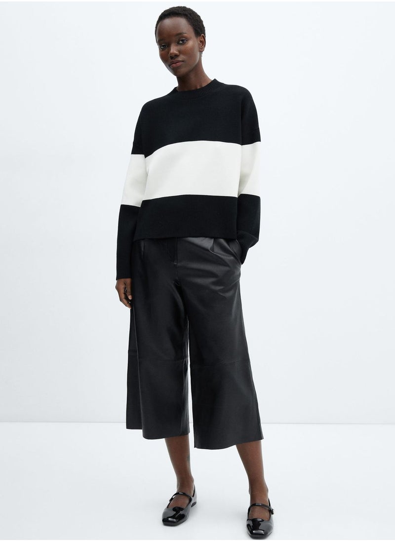 MANGO - Crew Neck Color Block Sweater - Image 1