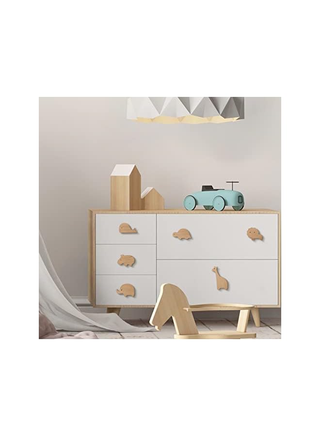 promass Wooden Animal Cabinet Knobs Decorative Wood Dresser Knobs with Screws Dresser Pulls Wood Marine Woodland Animals Knobs Furniture Knobs Nursery Drawer Handles for Decor (Zoo, 6 Sets) - Image 5