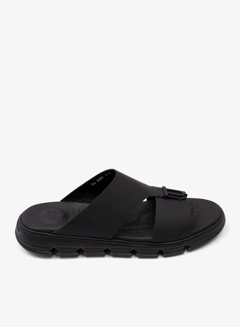 COMFORT PLUS ELEGENT TRIM MENS MATT LEATHER SANDALS BLACK