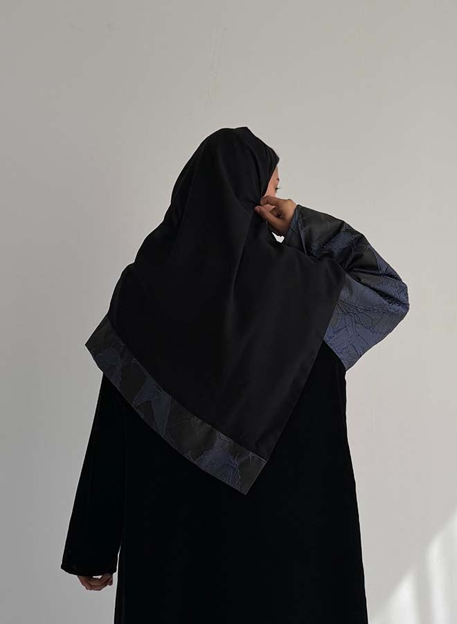 آية MWT848 عباية مخمل مع تدخيلة جاكار - Image 5