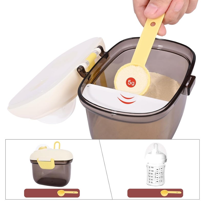 Bebamour Baby Formula Dispenser Container Portable Formula Dispenser Container with Scoop Carry Handle and Date Maker for Travel Outdoor for Baby Infant500ML Coffee - Image 3