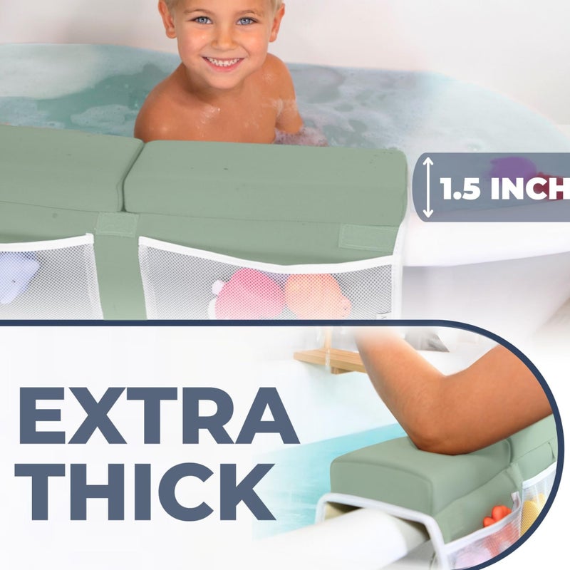 Toodly طقم وسادة دعم استراحة الركبة والمرفق للأطفال - دعم استحمام الأطفال للركب والمرفقين - وسادة استراحة الركبة مع رغوة الذاكرة ومنظم ألعاب الاستحمام - وسادة مثالية للركوع أثناء استحمام الطفل - أخضر - Image 5