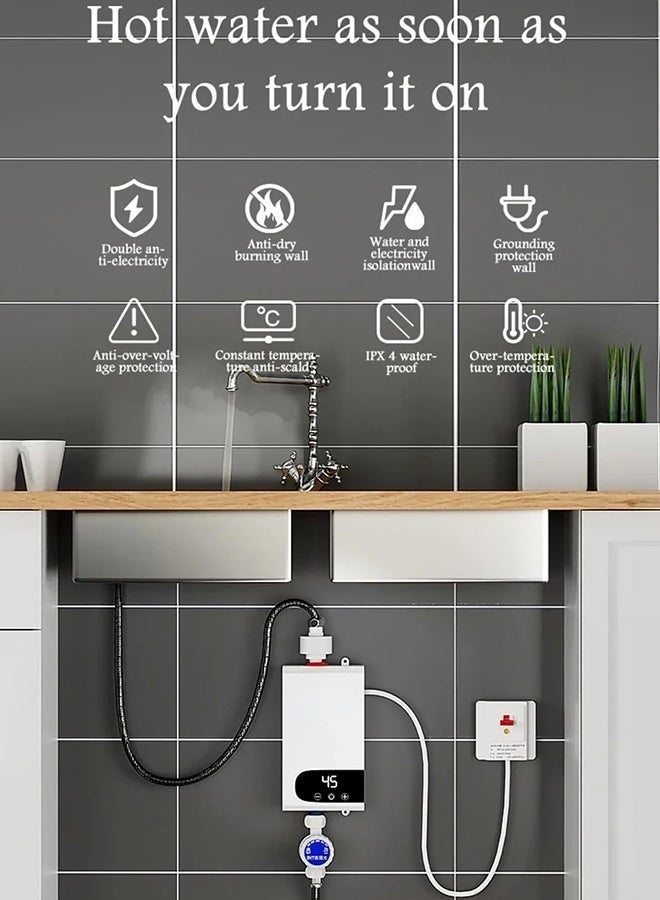 WALALLA 5500W Instant Water Heater Bathroom Kitchen Wall Mounted LCD Water Heater for Bathroom Hot Water Shower and Home Kitchen Heating, Adjustable Temperature & IPX4 Waterproof, Includes Shower Set - Image 5