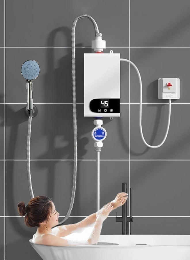 WALALLA 5500W Instant Water Heater Bathroom Kitchen Wall Mounted LCD Water Heater for Bathroom Hot Water Shower and Home Kitchen Heating, Adjustable Temperature & IPX4 Waterproof, Includes Shower Set - Image 2