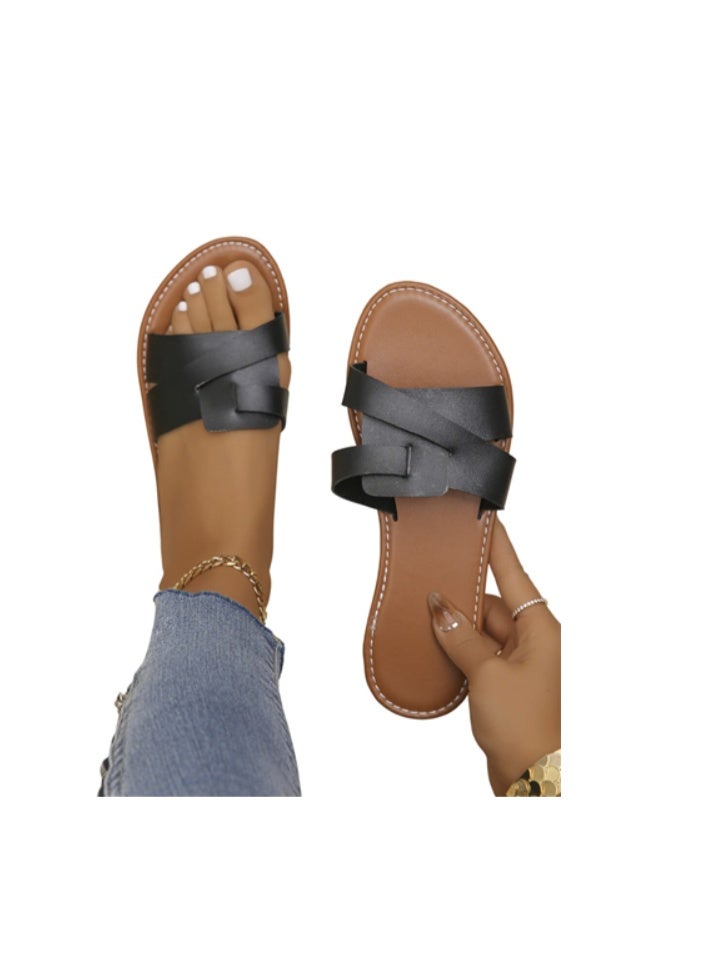 Rup Art صنادل نسائية بابوش شاطئية صنادل مسطحة خفيفة الوزن مريحة للنساء من R - Image 1