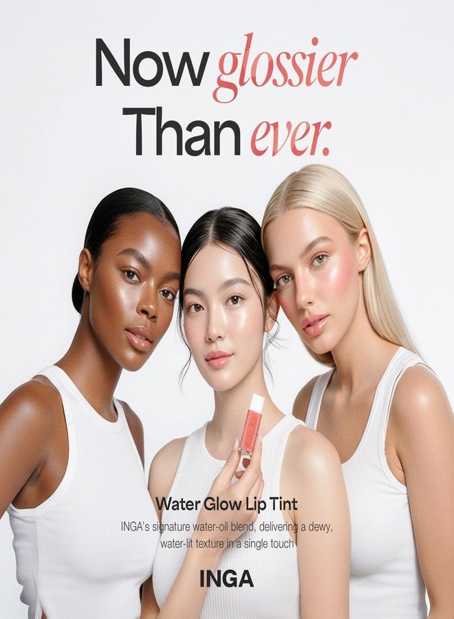 INGA Water Glow Lip Tint | Hydrating, Glossy Korean Lip Tint with Sheer Color & Glass-Like Shine | Long-Lasting, Non-Sticky Korean Lip Stain (SPLASH) - Image 4