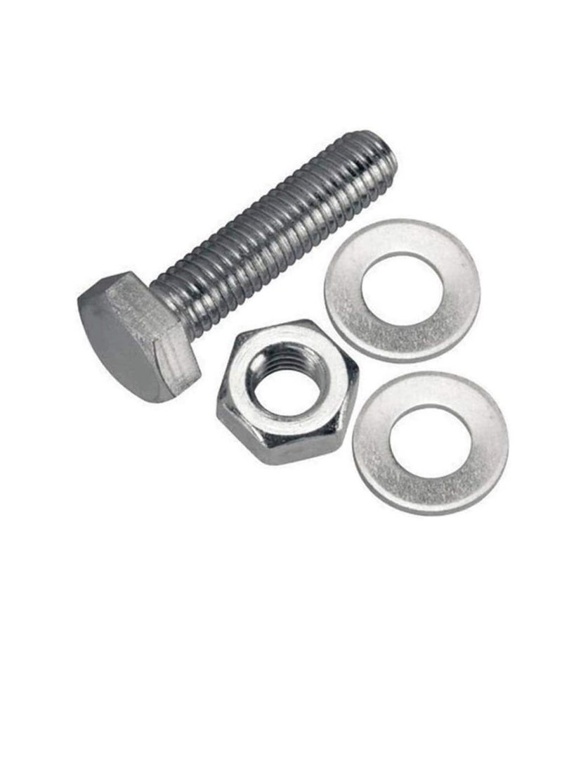 Generic 12 pcs Hex Head Screw Bolts Nuts & Washers Fully Thread GI Plain Finish Bolt Set. (8, 80MM)  - Image 1