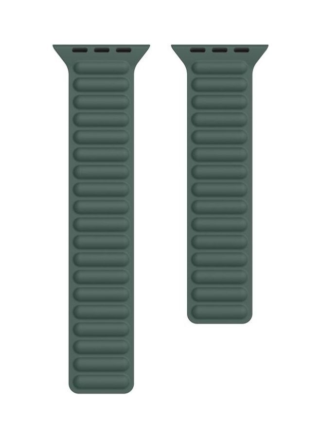 NIBEMINENT Silicone Magnetic Chain Watchband For Apple Watch Series 7/6/SE/5/4/3/2/1 41/40/38mm Olive Green  - Image 1