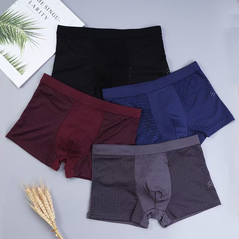Summer Ice Mesh Men'S Underwear Men'S Boxer Briefs Breathable Quick-Drying Antibacterial Mesh Large Size Shorts Manufacturer - Image 5