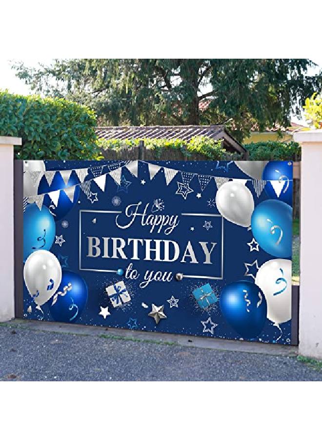 Sumind Happy Birthday Decorations Banner Colored Happy Birthday Sign Birthday Party Supplies Photo Backdrop Background For Birthday Party Favor Children Men Women Celebration 72.8 X 43.3 Inch (Bluesilver) - Image 5