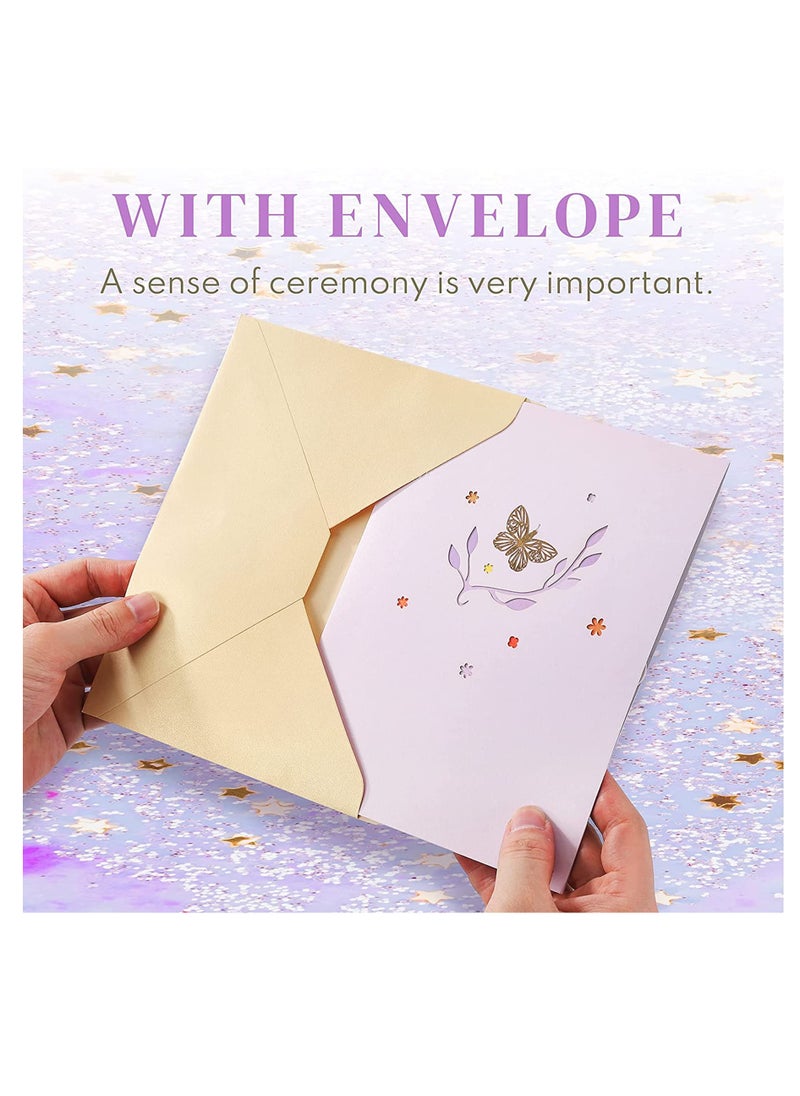 Excefore Greeting Card,3D Card, Pop Up Card, Romantic Theme Cards, Anniversary Cards for Wife Girlfriend Mother, Birthday Cards, Happy Holidays, Spring Card, Season's Greetings (Flying Butterfly)  - Image 5