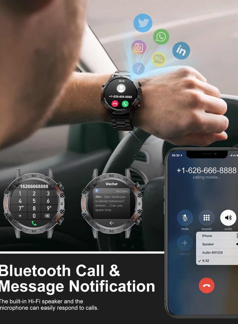 جوشبيرغ ساعة ذكية، شاشة لمس عالية الدقة 1.43 بوصة، جهاز تتبع لياقة بدنية، إشعارات/مكالمات بلوتوث، مقاومة للماء IP68، أكثر من 120 وضعًا رياضيًا، مراقبة معدل ضربات القلب والنوم، لأجهزة iPhone وAndroid - Image 3