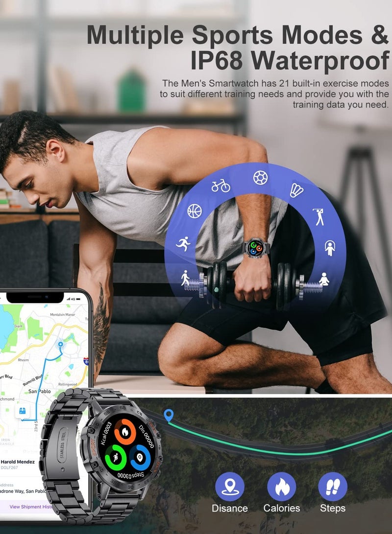 جوشبيرغ ساعة ذكية، شاشة لمس عالية الدقة 1.43 بوصة، جهاز تتبع لياقة بدنية، إشعارات/مكالمات بلوتوث، مقاومة للماء IP68، أكثر من 120 وضعًا رياضيًا، مراقبة معدل ضربات القلب والنوم، لأجهزة iPhone وAndroid - Image 4