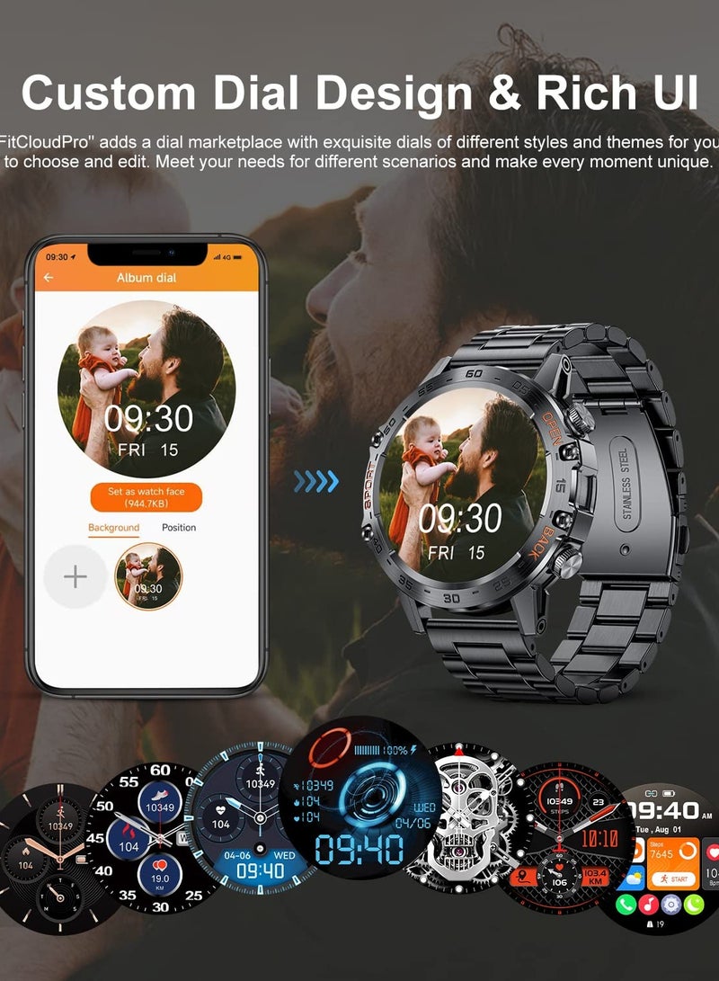 جوشبيرغ ساعة ذكية، شاشة لمس عالية الدقة 1.43 بوصة، جهاز تتبع لياقة بدنية، إشعارات/مكالمات بلوتوث، مقاومة للماء IP68، أكثر من 120 وضعًا رياضيًا، مراقبة معدل ضربات القلب والنوم، لأجهزة iPhone وAndroid - Image 5