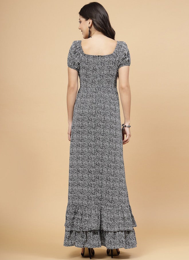 RAASSIO فستان ماكسي للنساء بتصميم تجريدي أسود - Image 5