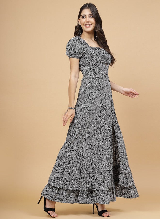 RAASSIO فستان ماكسي للنساء بتصميم تجريدي أسود - Image 3