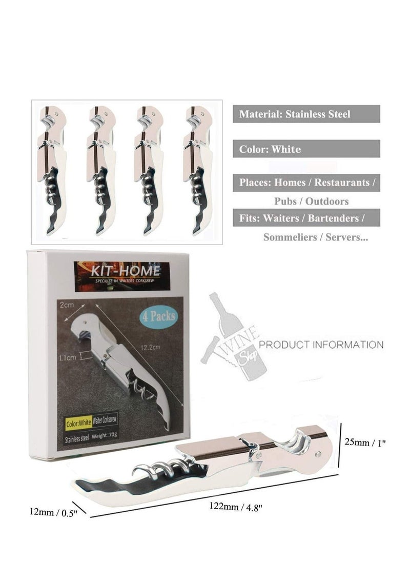 Waiter Corkscrew Heavy Duty Chrome Waiter Corkscrew Drink Opener with Foil Cutter Professional 4Pack Key for Bartenders and Waiter Black Bottle Opener