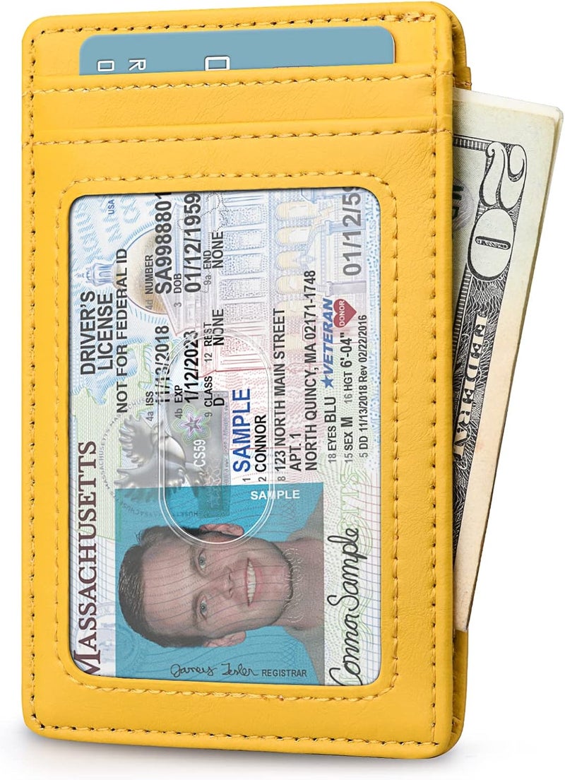 Buffway Mens Slim Wallet, Minimalist Thin Front Pocket Leather Credit Card Holder with RFID Blocking for Work Travel - Image 2