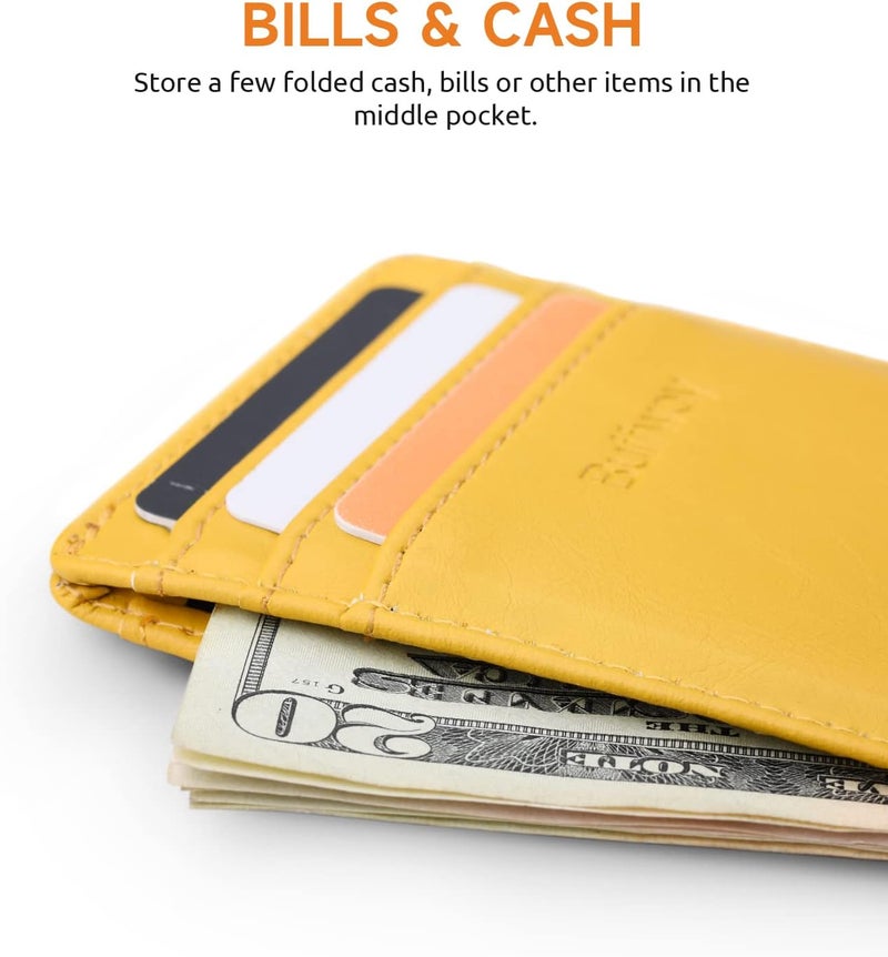 Buffway Mens Slim Wallet, Minimalist Thin Front Pocket Leather Credit Card Holder with RFID Blocking for Work Travel - Image 5