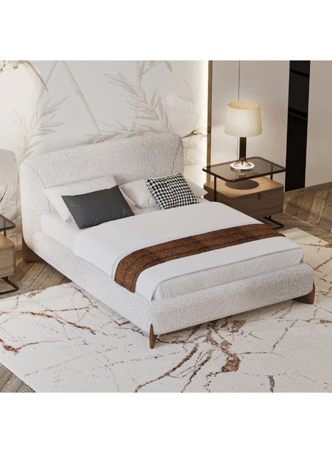 Al Home White Boucle King Bed 160x200x140 cm - Scandinavian Elegance in Your Bedroom by Alhome - Image 4