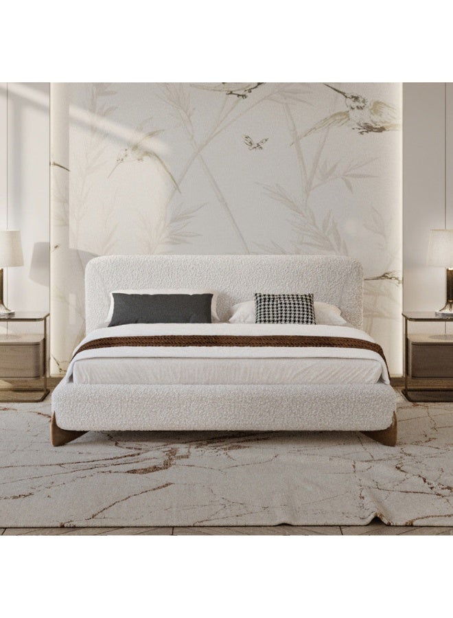 Al Home White Boucle King Bed 160x200x140 cm - Scandinavian Elegance in Your Bedroom by Alhome - Image 1