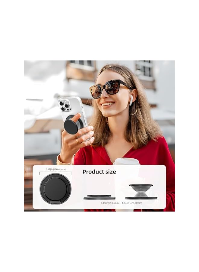 S-TOP Phone Grip with Popup Comfortable Grip, Collapsible Magnetic Phone Holder with Adjustable Kickstand for iPhone 16/15/14/13/12 Series, Transparent White, Wireless Charging Compatible - Image 4