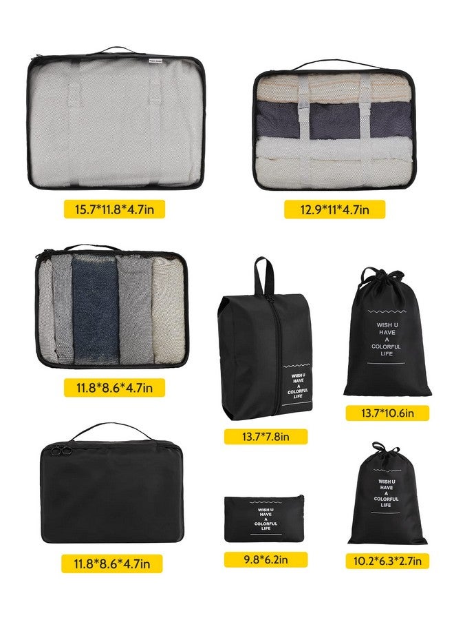 GDTK 8 Set Packing Cubes for Suitcases,Luggage Packing Organizers With Laundry Bag,Compression Storage Shoe Bag,Clothing Underwear Bag (Black) - Image 5
