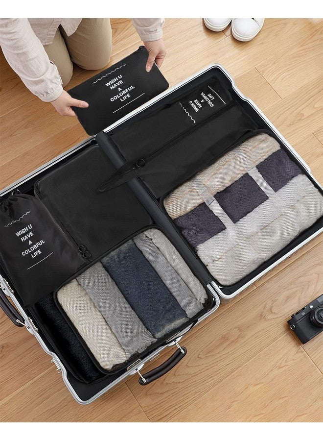 GDTK 8 Set Packing Cubes for Suitcases,Luggage Packing Organizers With Laundry Bag,Compression Storage Shoe Bag,Clothing Underwear Bag (Black) - Image 2