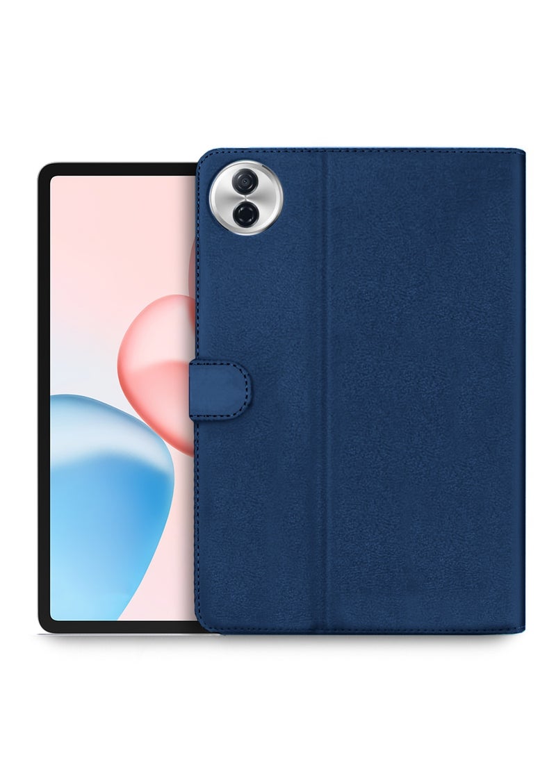 دبليو تيك غطاء حافظة Flip بحواف مغناطيسية من الجلد الصناعي لجهاز Honor Pad 10 5G 2025 (12.1 بوصة) - لون أزرق داكن - Image 1